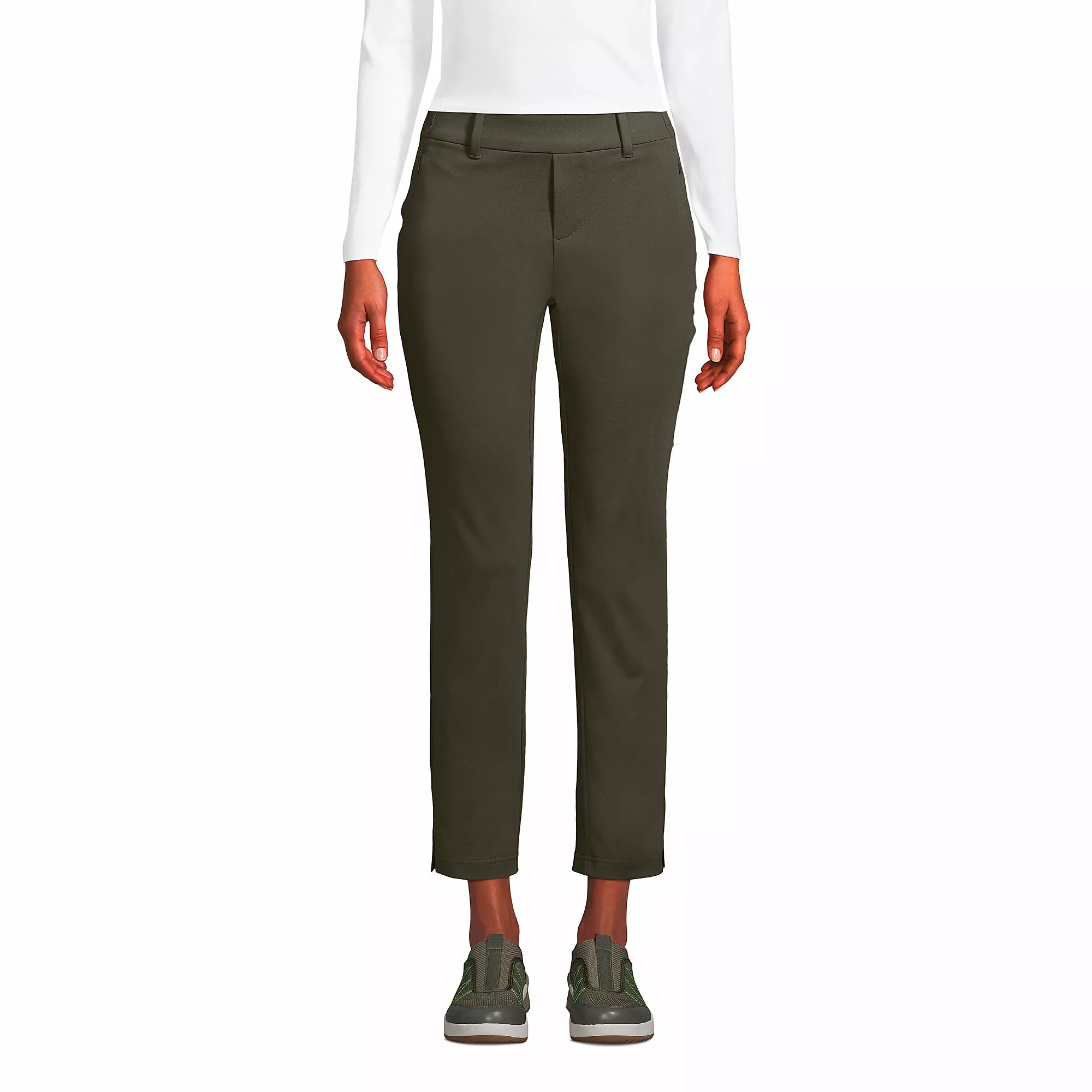 Women's Lands' End Flex Mid Rise Pull On Crop Pants