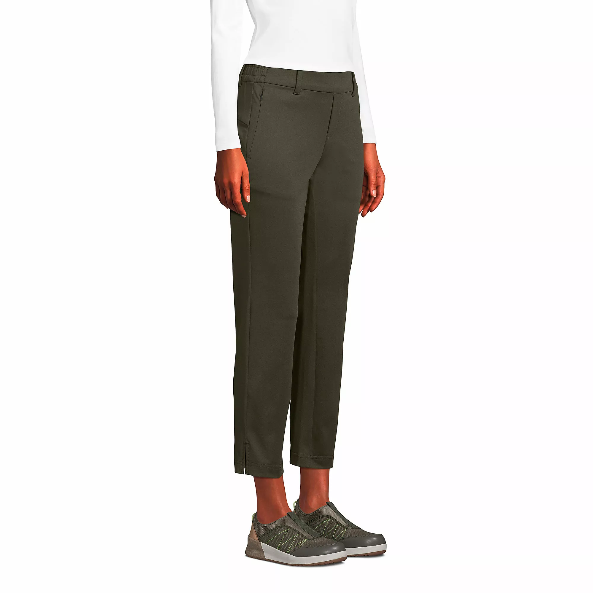 Women's Lands' End Flex Mid Rise Pull On Crop Pants - Image 3