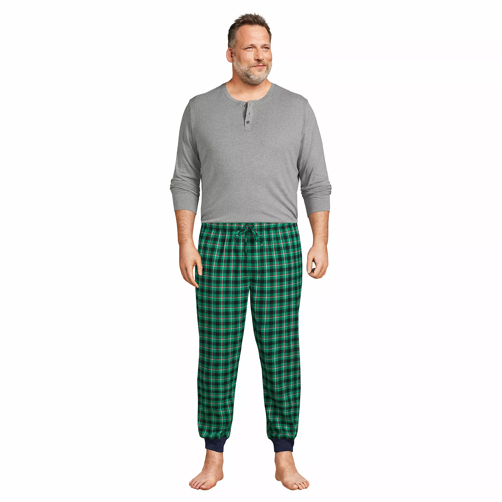 Lands' End Men's Big And Tall Flannel Jogger Pajama Pants - Image 3