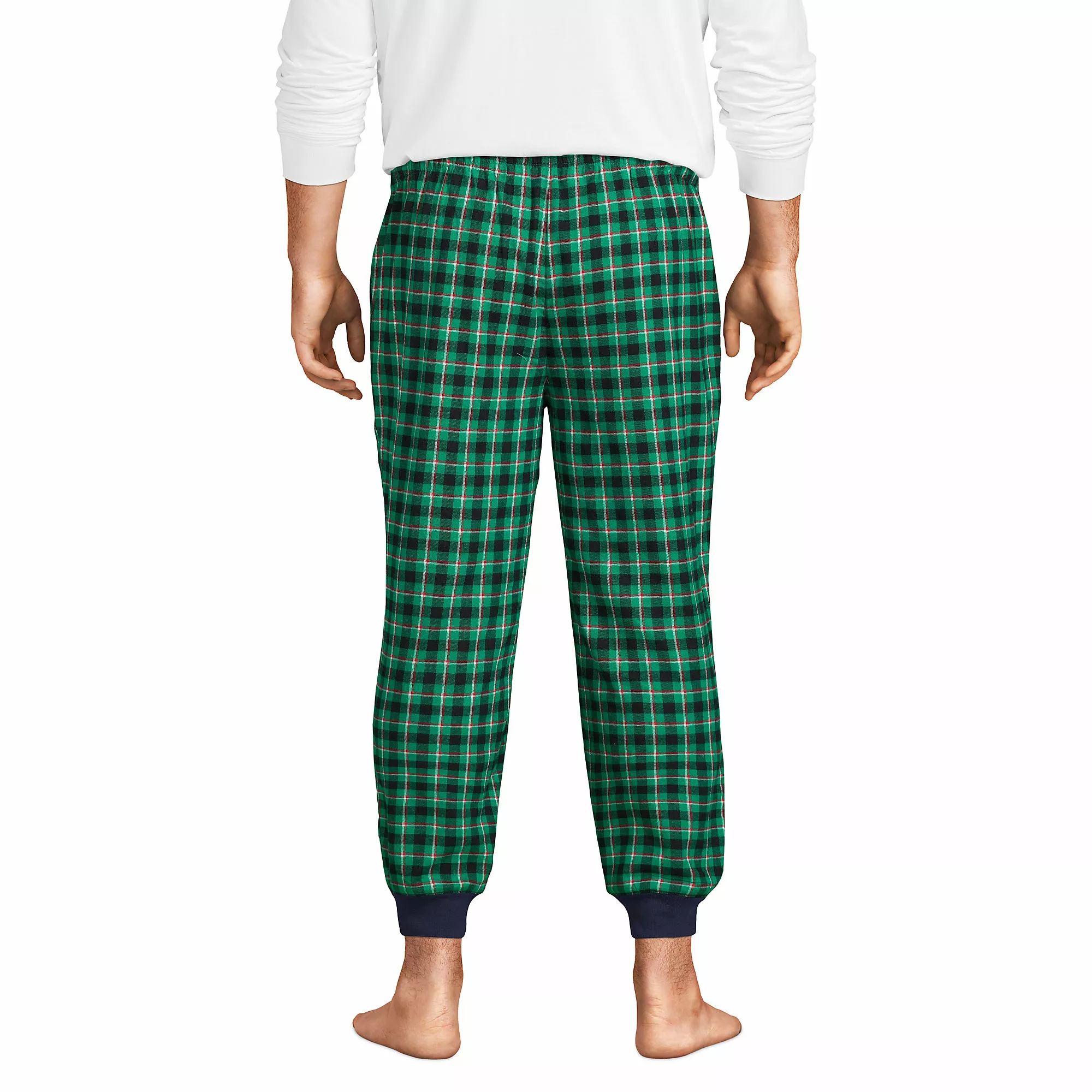 Lands' End Men's Big And Tall Flannel Jogger Pajama Pants - Image 2