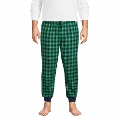 Lands' End Men's Big And Tall Flannel Jogger Pajama Pants