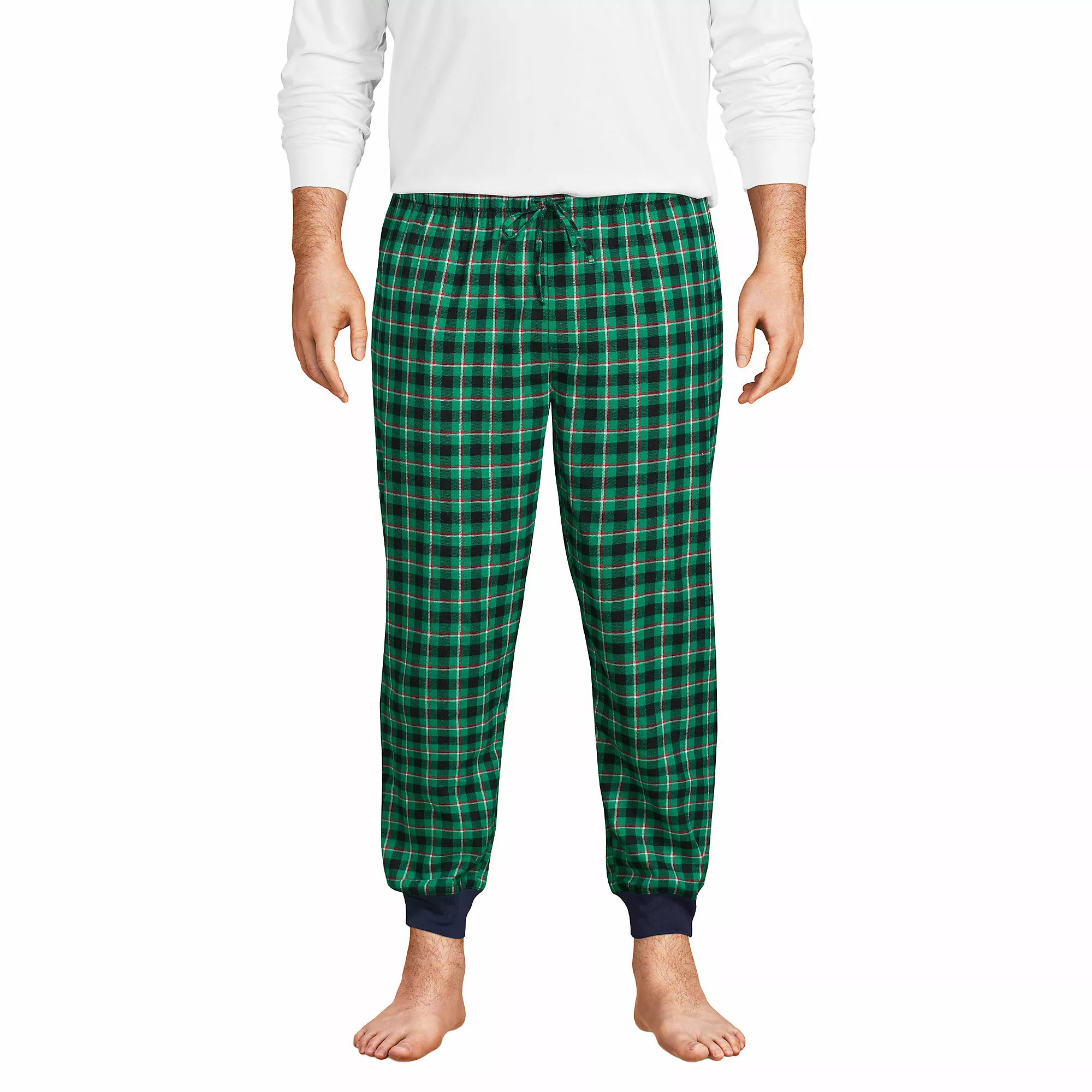 Lands' End Men's Big And Tall Flannel Jogger Pajama Pants