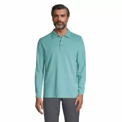 Lands' End Men's Long Sleeve Coolmax Mesh Polo