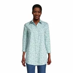 Lands' End Women's Wrinkle Free No Iron 3/4 Sleeve Tunic Top