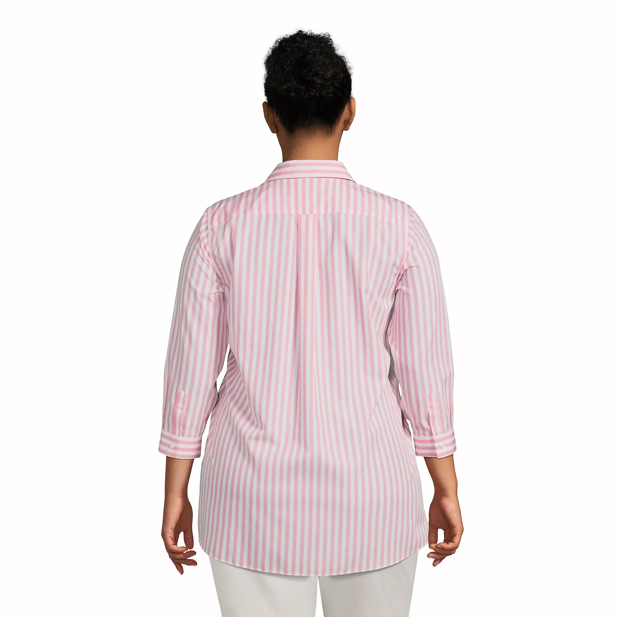 Lands' End Women's Plus Size Wrinkle Free No Iron 3/4 Sleeve Tunic Top - Image 2