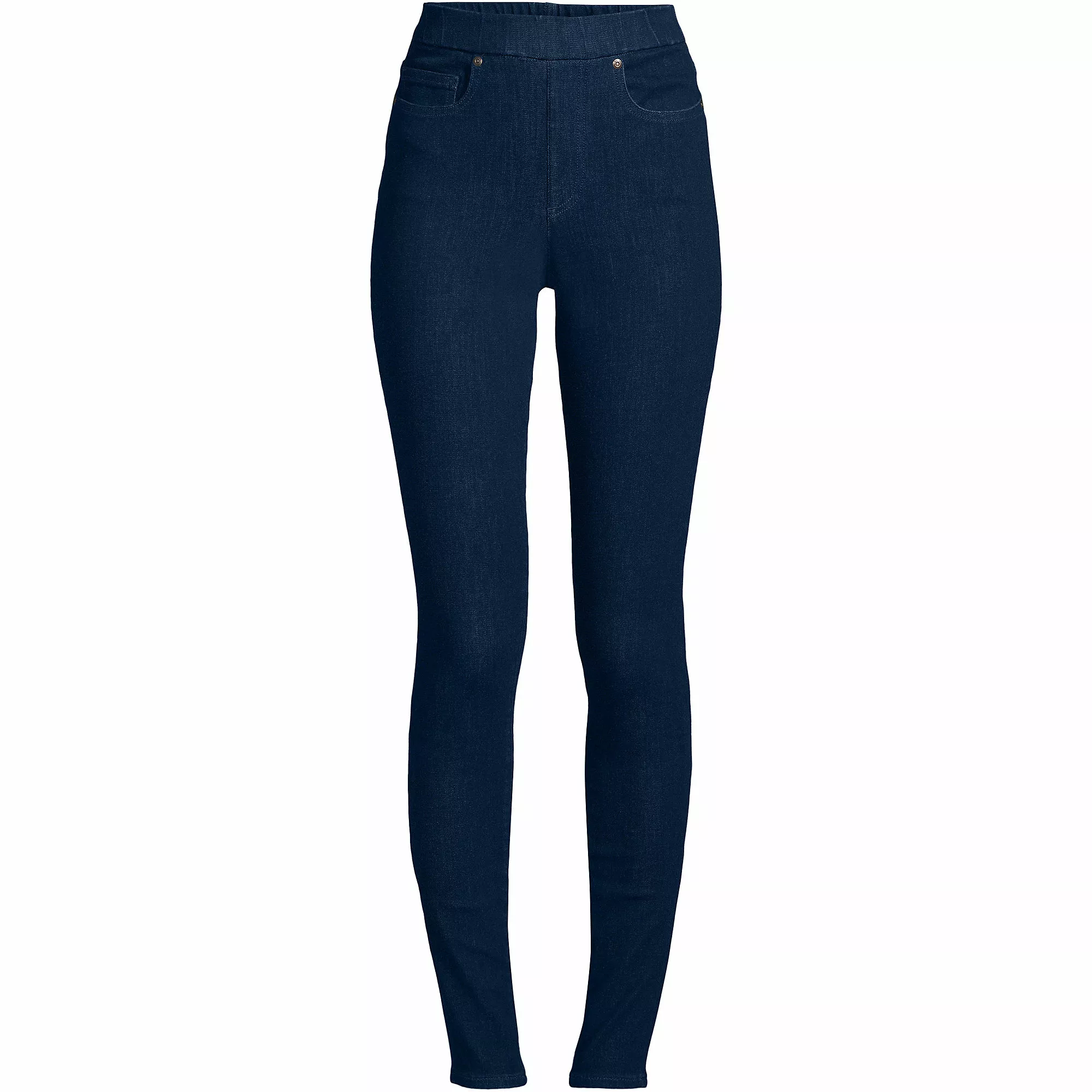 Lands' End Women's Plus Size High Rise Elastic Waist Pull On Skinny Legging Jeans - Image 5