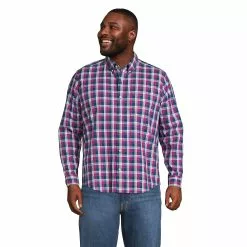 Lands' End Men's Big And Tall Traditional Fit Essential Lightweight Poplin Shirt