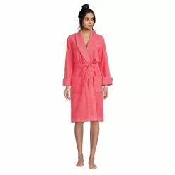Lands' End Women's Cotton Terry Knee Length Spa Bath Robe