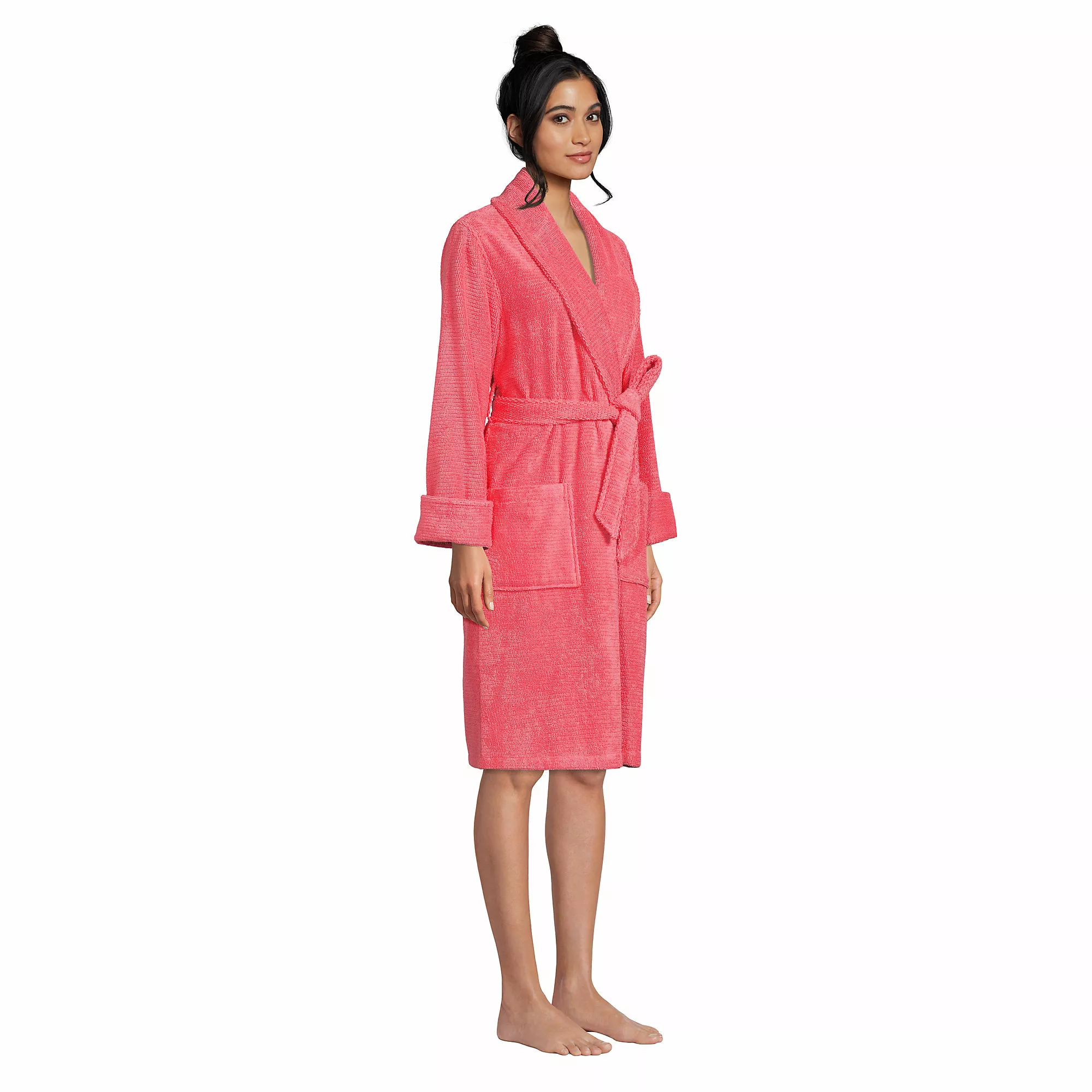 Lands' End Women's Cotton Terry Knee Length Spa Bath Robe - Image 3