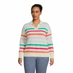 Lands' End Womens Plus Size Cashmere Long Sleeve Polo
