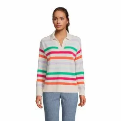 Lands' End Womens Cashmere Long Sleeve Polo