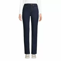 Lands' End Women's Recover High Rise Straight Leg Flannel Lined Jeans