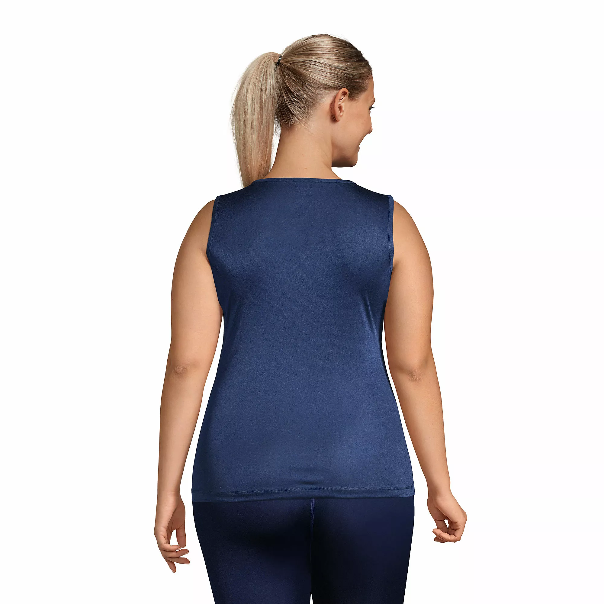 Lands' End Women's Plus Size Silk Interlock Thermal Long Underwear Base Layer Tank Top - Image 2