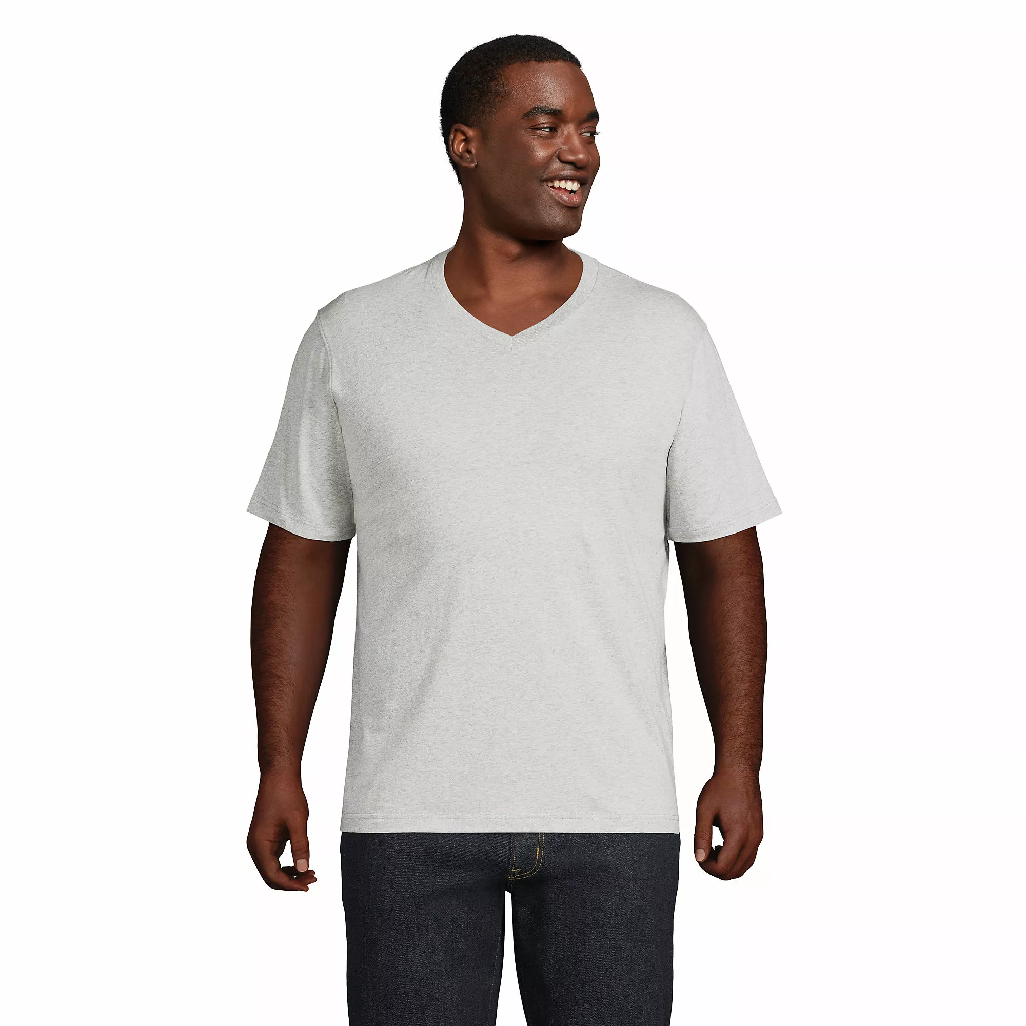 Lands' End Men's Big And Tall Super-T Short Sleeve V-Neck T-Shirt