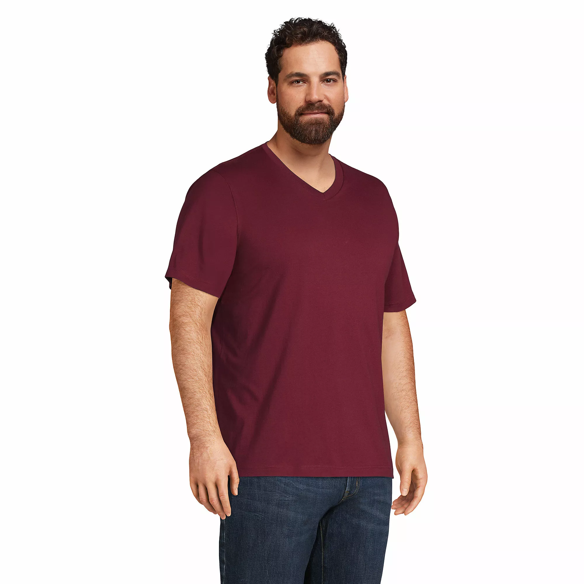 Lands' End Men's Big And Tall Super-T Short Sleeve V-Neck T-Shirt - Image 3