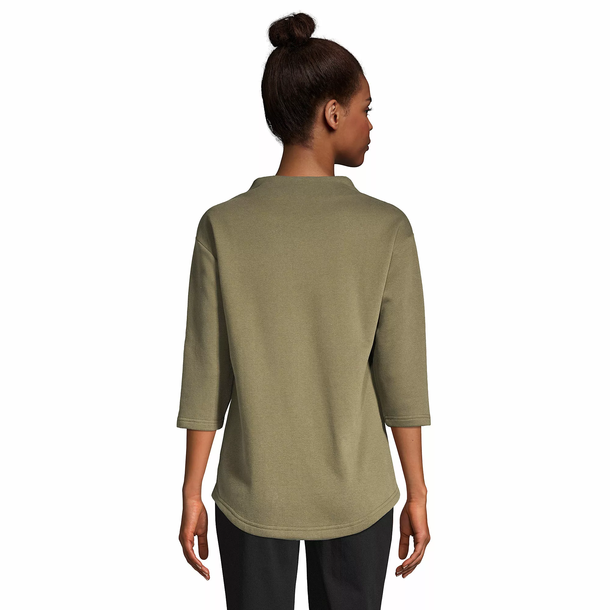 Lands' End Women's Serious Sweats 3/4 Sleeve Funnel Neck Top - Image 2