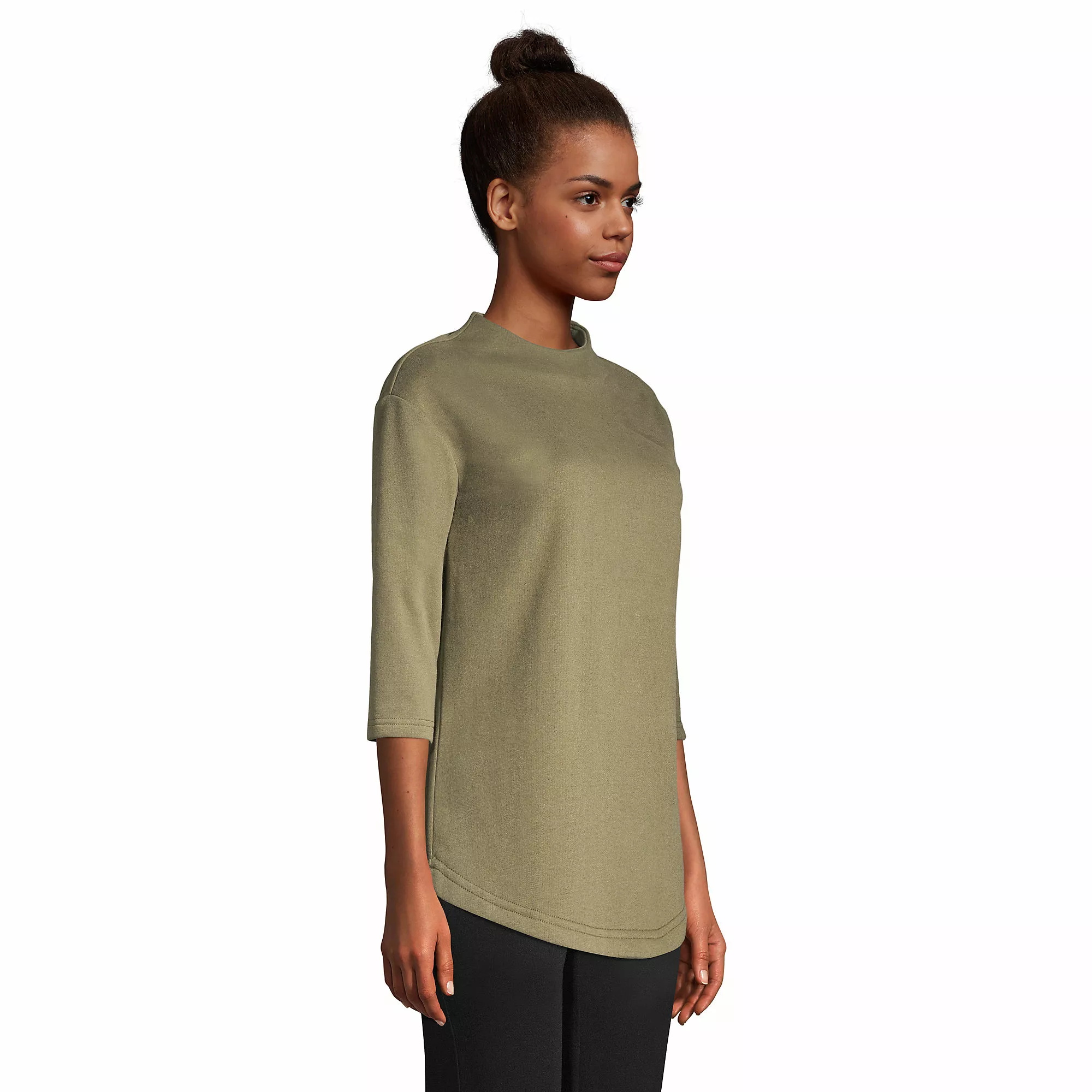 Lands' End Women's Serious Sweats 3/4 Sleeve Funnel Neck Top - Image 3