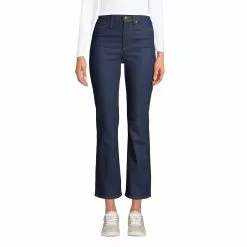 Lands' End Women's Recover High Rise Cropped Flare Leg Blue Jeans