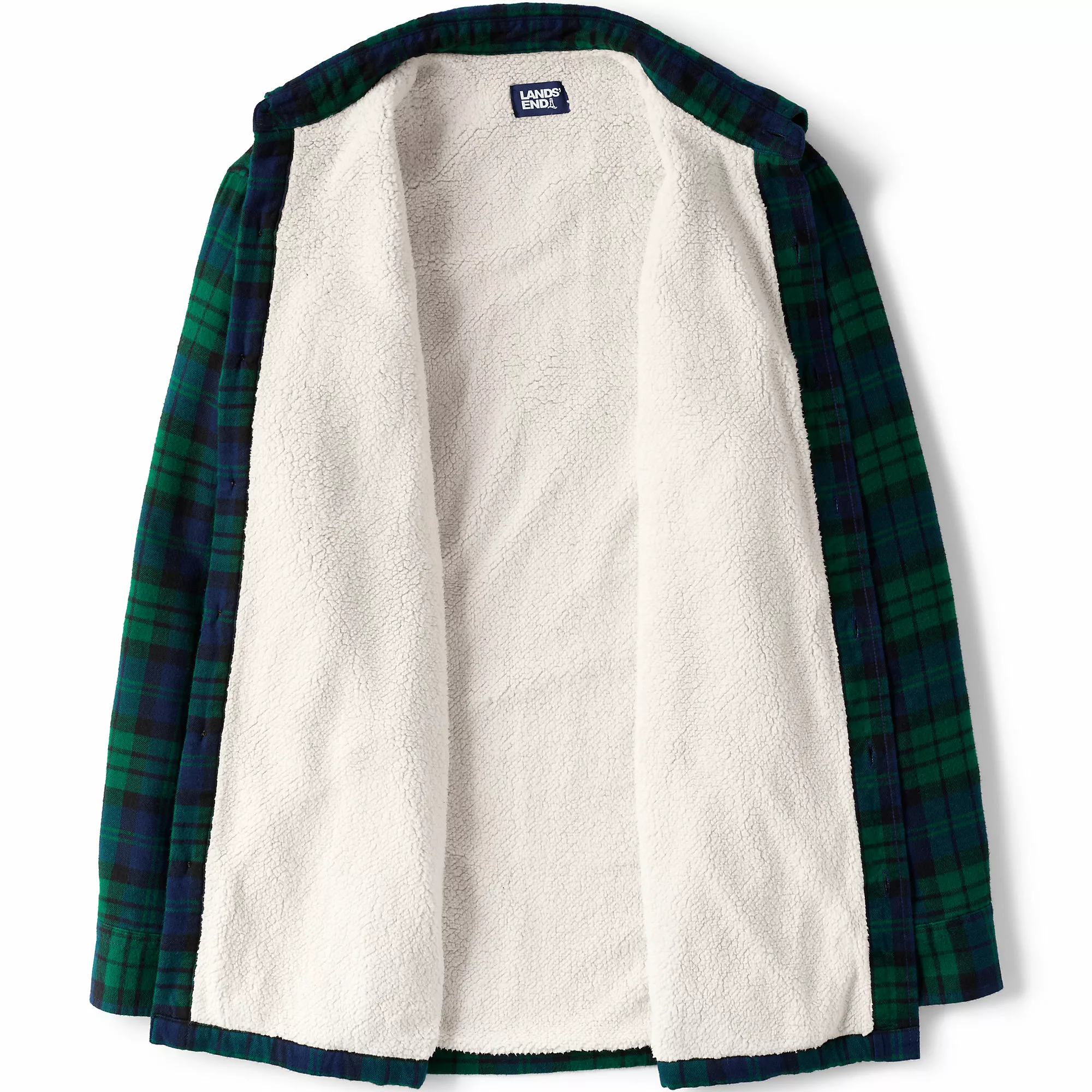 Lands' End Men's Big Flannel Sherpa Lined Shirt Jacket With Pockets - Image 5