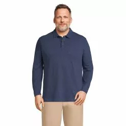 Lands' End Men's Big And Tall Long Sleeve Coolmax Mesh Polo