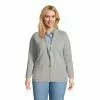 Lands' End Women's Plus Size Fine Gauge Cotton Button Front Blazer Sweater