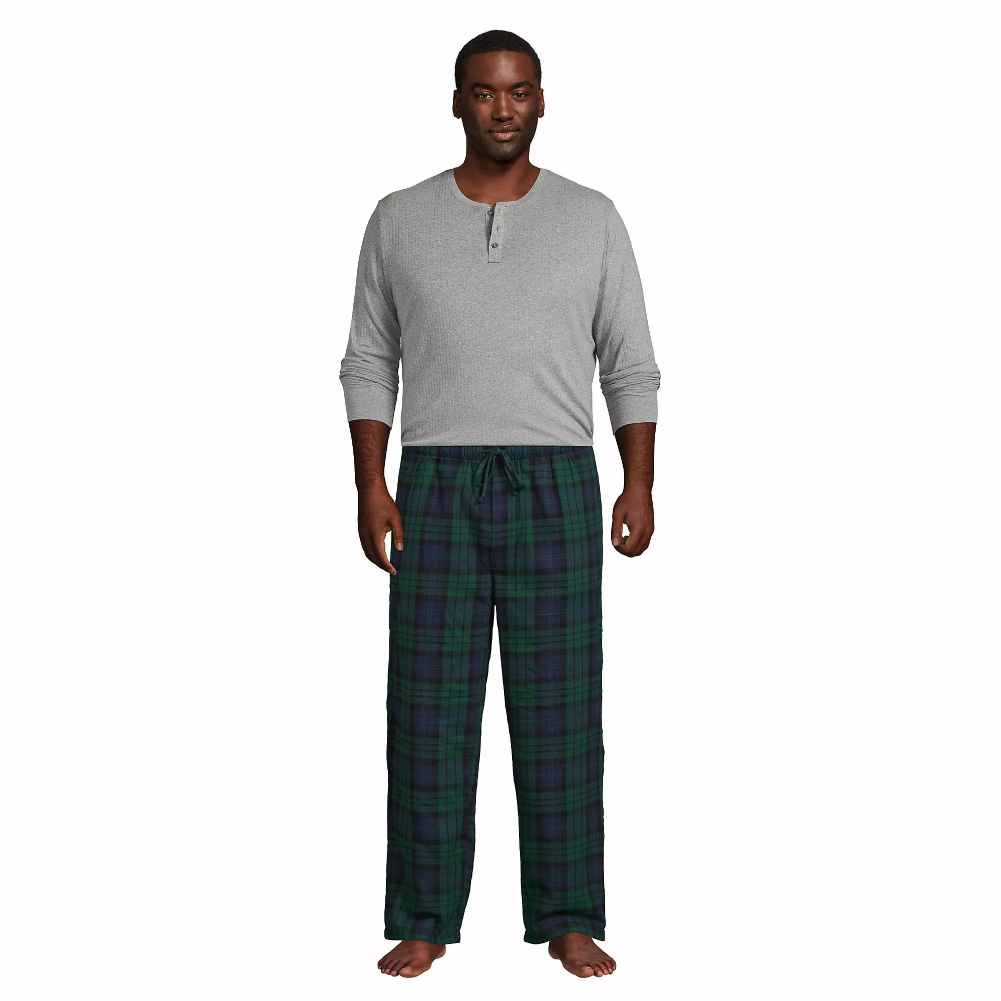 Lands' End Men's Big And Tall Sherpa Fleece Lined Flannel Pajama Pants - Image 4