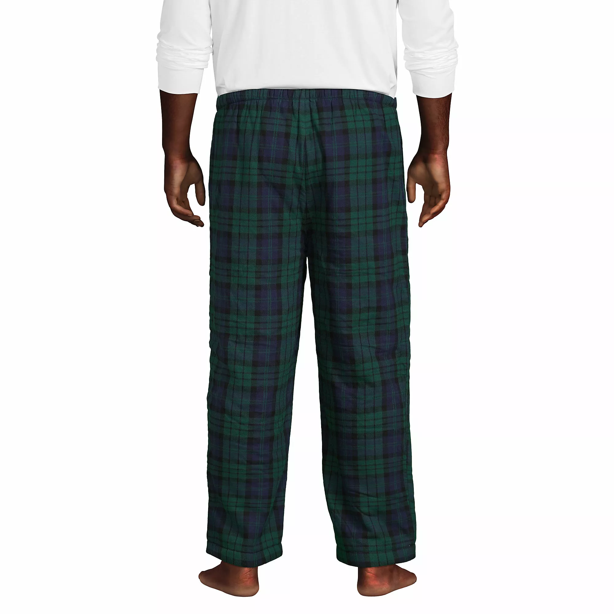 Lands' End Men's Big And Tall Sherpa Fleece Lined Flannel Pajama Pants - Image 2