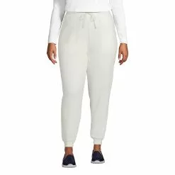 Lands' End Women's Plus Size Tie Waist T100 Fleece Jogger Pants
