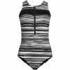 Lands' End Women's Plus Size Chlorine Resistant Zip Front X-Back One Piece Swimsuit