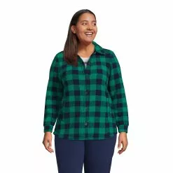 Lands' End Women's Plus Size Long Sleeve Sherpa Shirt Jacket