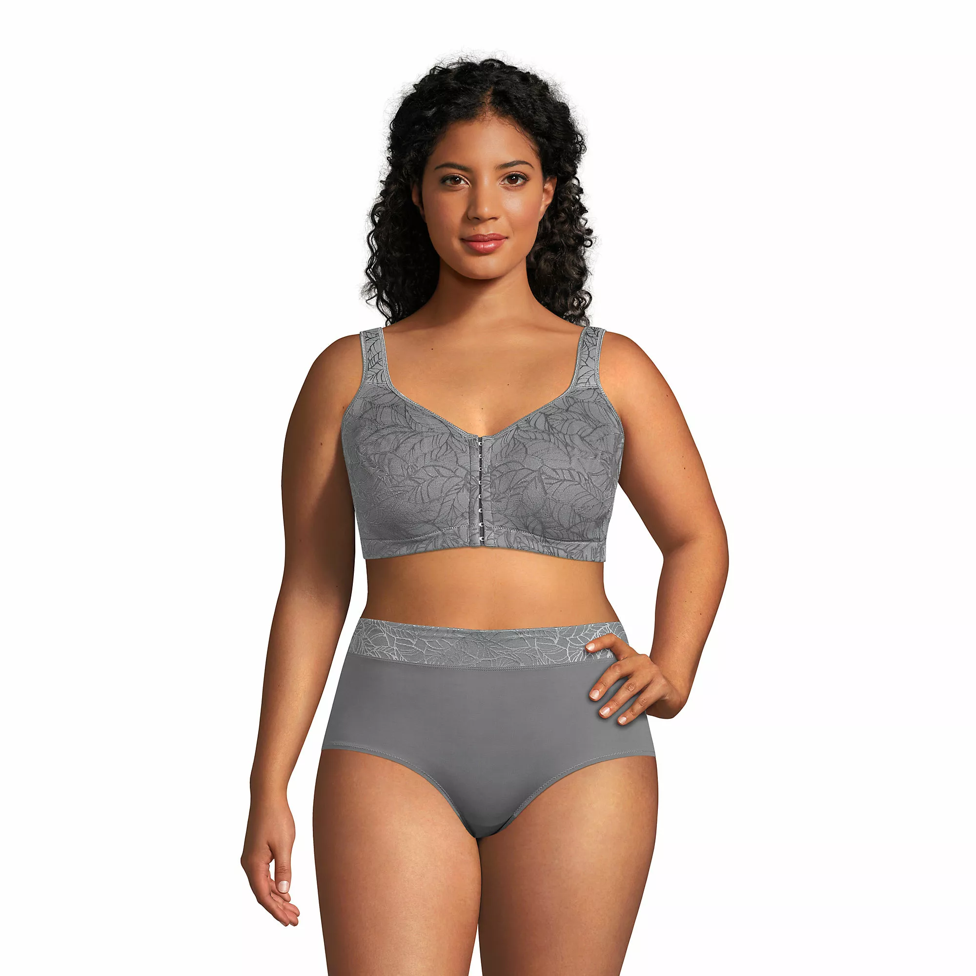 Lands' End Women's Wireless Jacquard Front Closure Bra