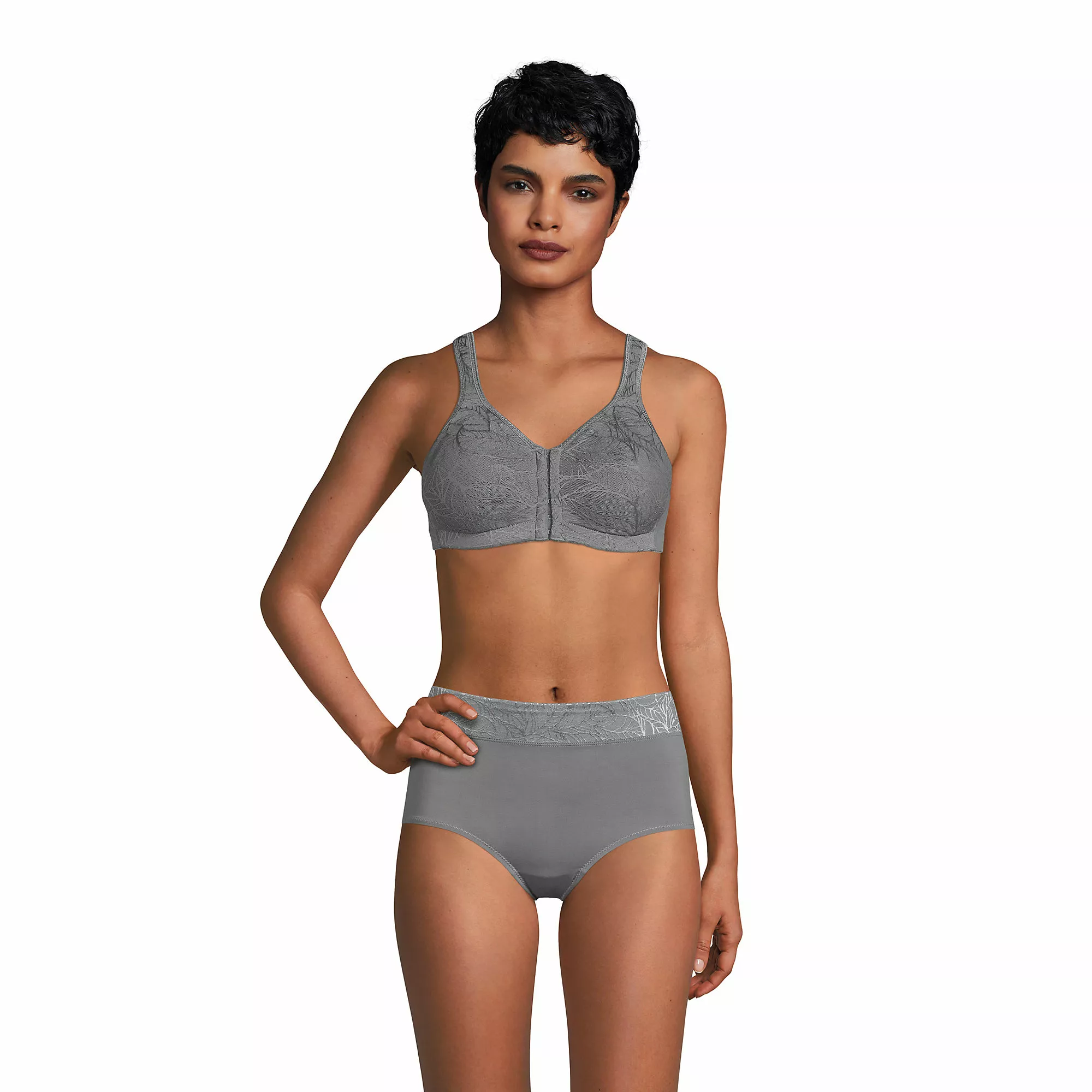 Lands' End Women's Wireless Jacquard Front Closure Bra - Image 2