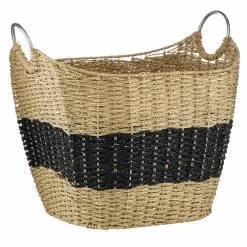 Baywater Living Woven Seagrass Bold Stripe Natural Storage Basket