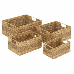Baywater Living Woven Seagrass Natural Rectangular Storage Baskets Set Of 4