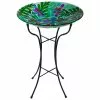 Northlight 25.75'' Tall Dragonflies Hand Painted Glass Bird Bath Feeder