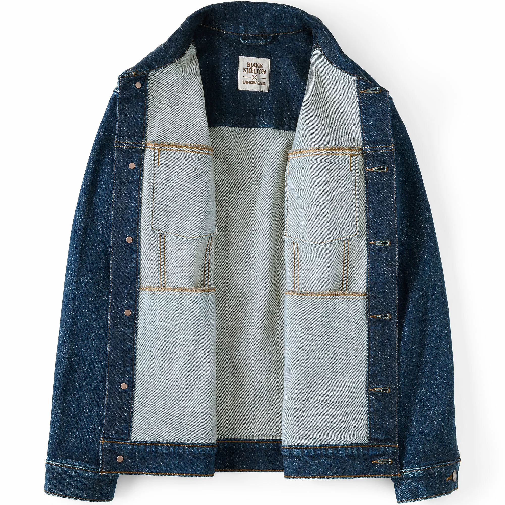 Blake Shelton X Lands' End Men's Unlined Denim Trucker Jacket - Image 7