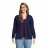 Lands' End Women's Plus Size Fine Gauge Cotton Cardigan And Tank Sweater Set