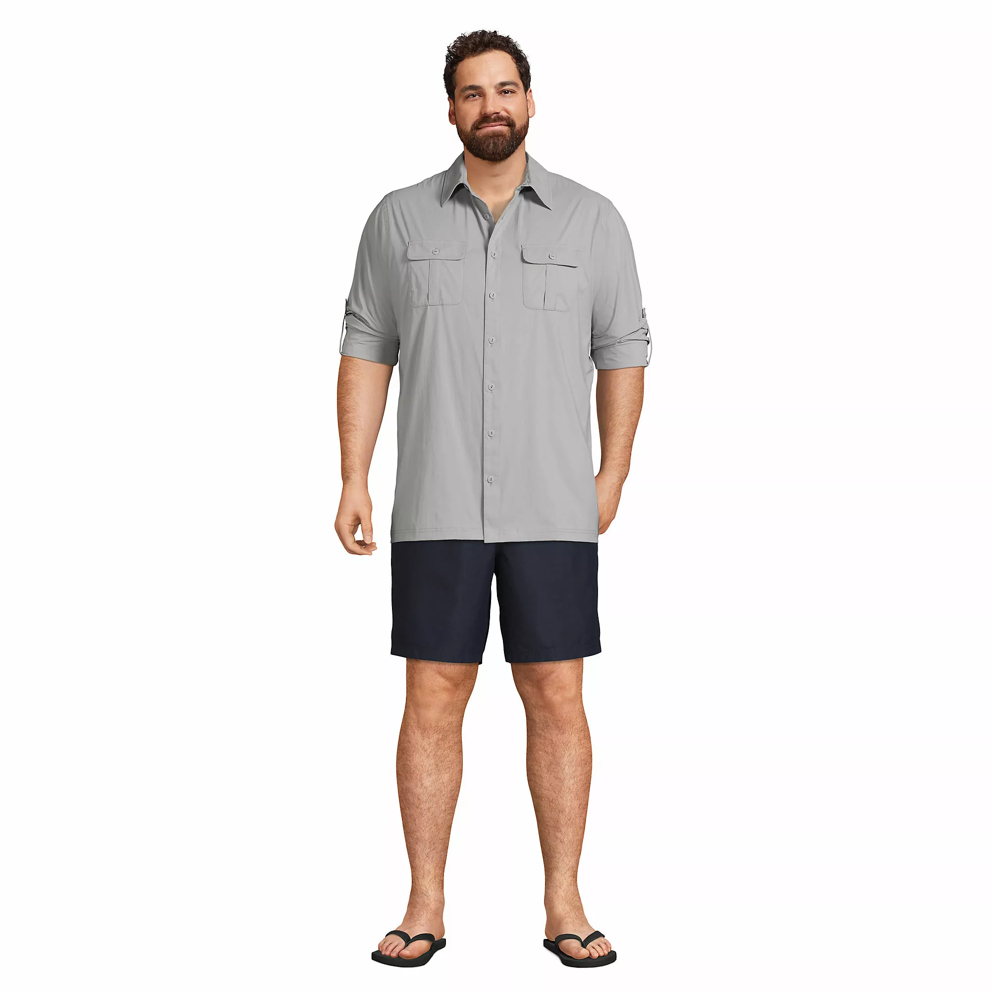 Blake Shelton X Lands' End Men's Big And Tall UPF 50 Outrigger Woven Swim Tee Rash Guard - Image 6
