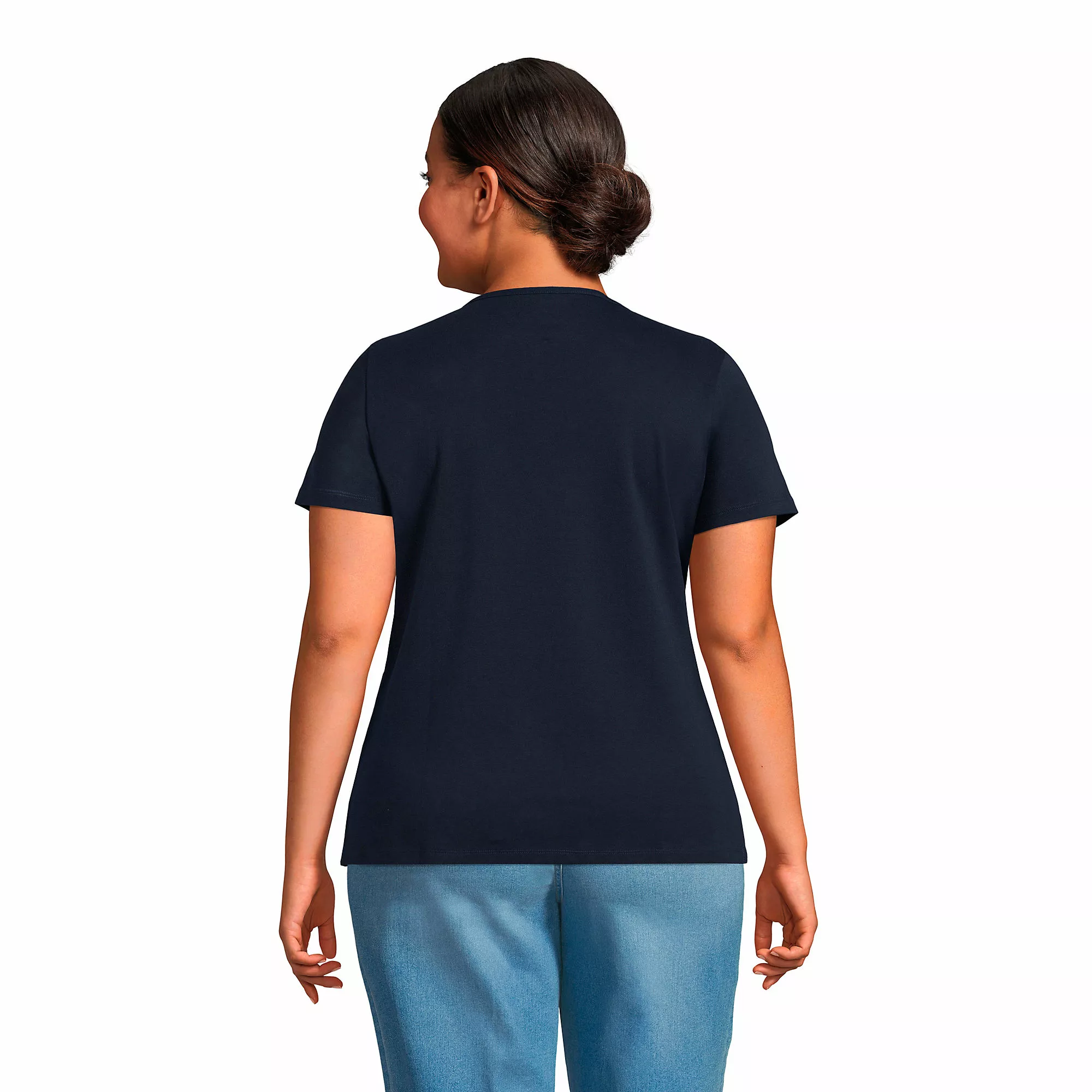 Lands' End Women's Plus Size Short Sleeve Cotton Scoop Neck Tshirt 3 Pack - Image 3