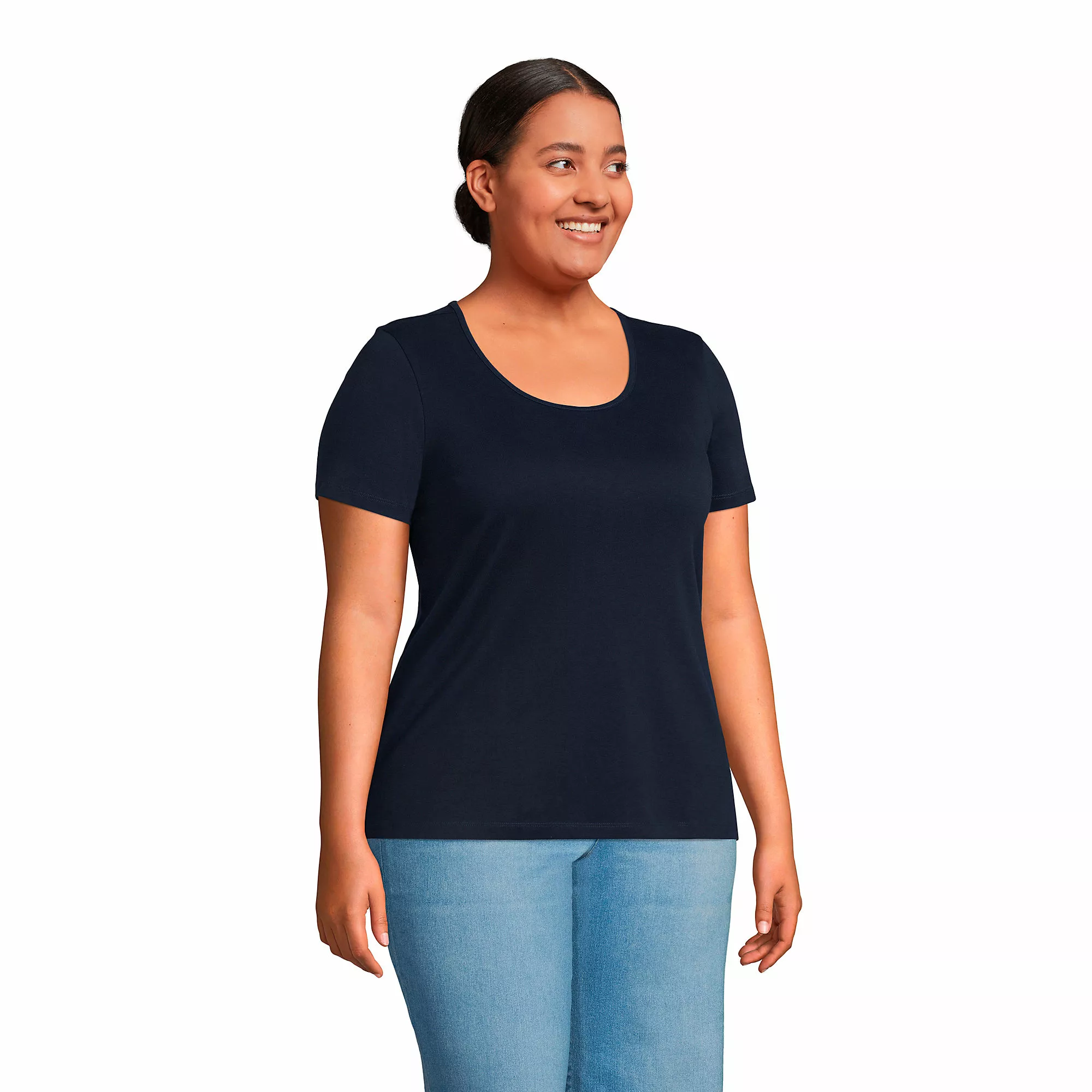 Lands' End Women's Plus Size Short Sleeve Cotton Scoop Neck Tshirt 3 Pack - Image 4