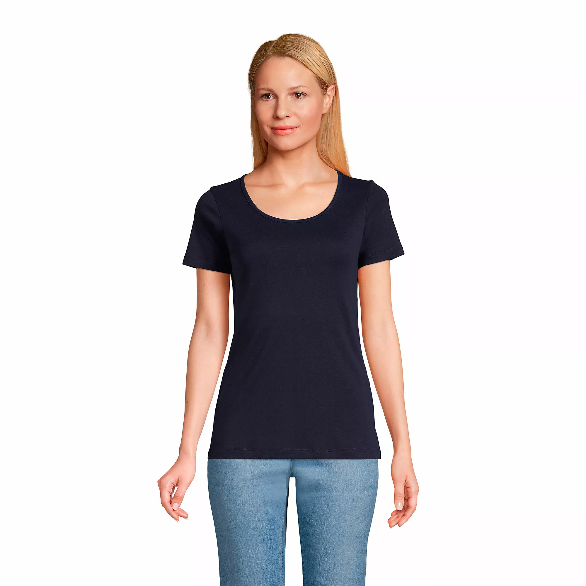 Lands' End Women's Short Sleeve Cotton Scoop Neck Tshirt 3 Pack - Image 2