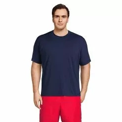 Lands' End Men's Big And Tall Short Sleeve UPF 50 Swim Tee Rash Guard