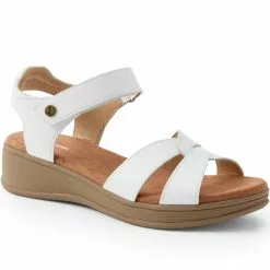 Lands' End Women's Leather Comfort Casual Wedge Sandals
