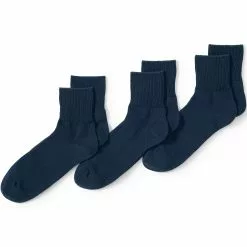 Lands' End Men's Cotton Rib Quarter Socks