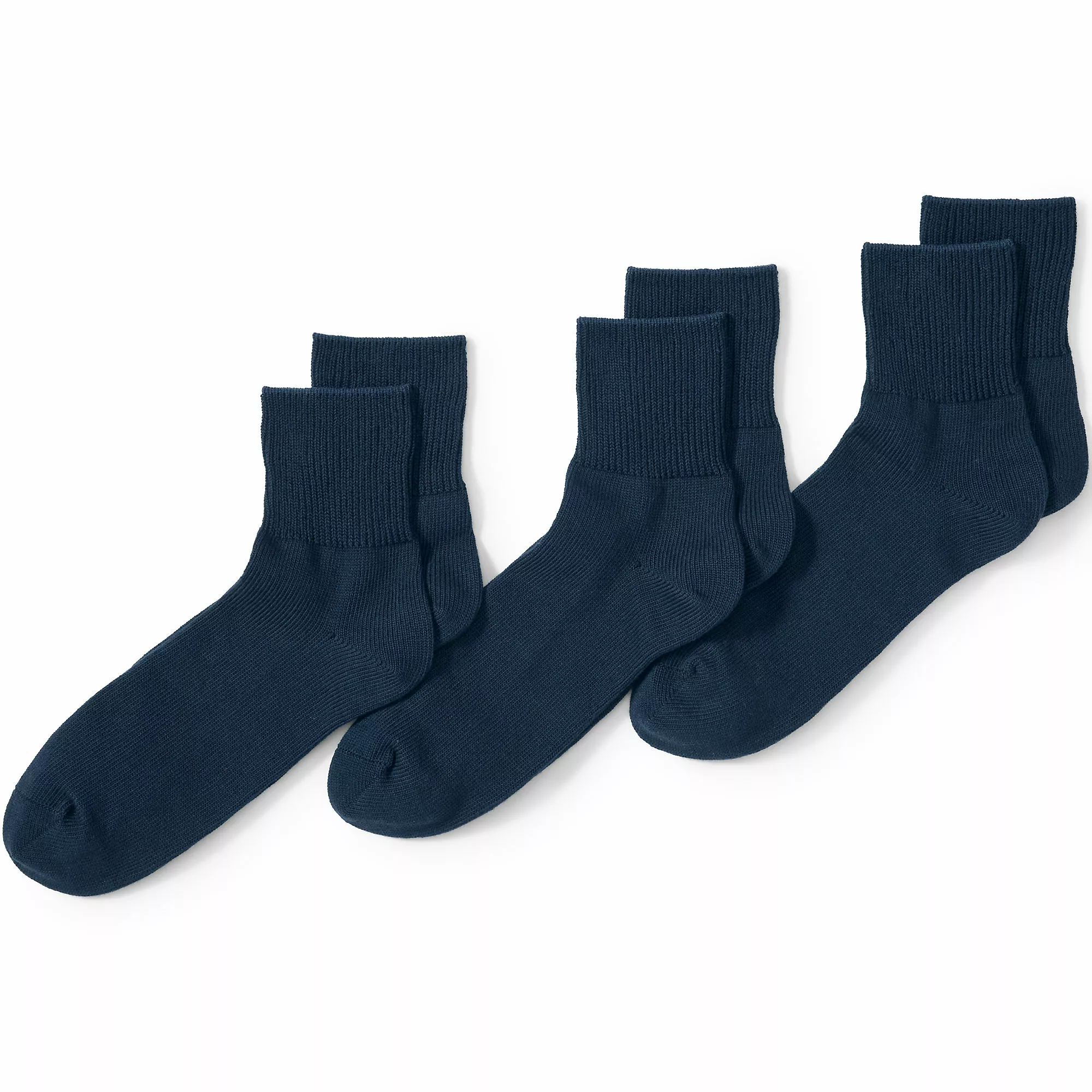 Lands' End Men's Cotton Rib Quarter Socks