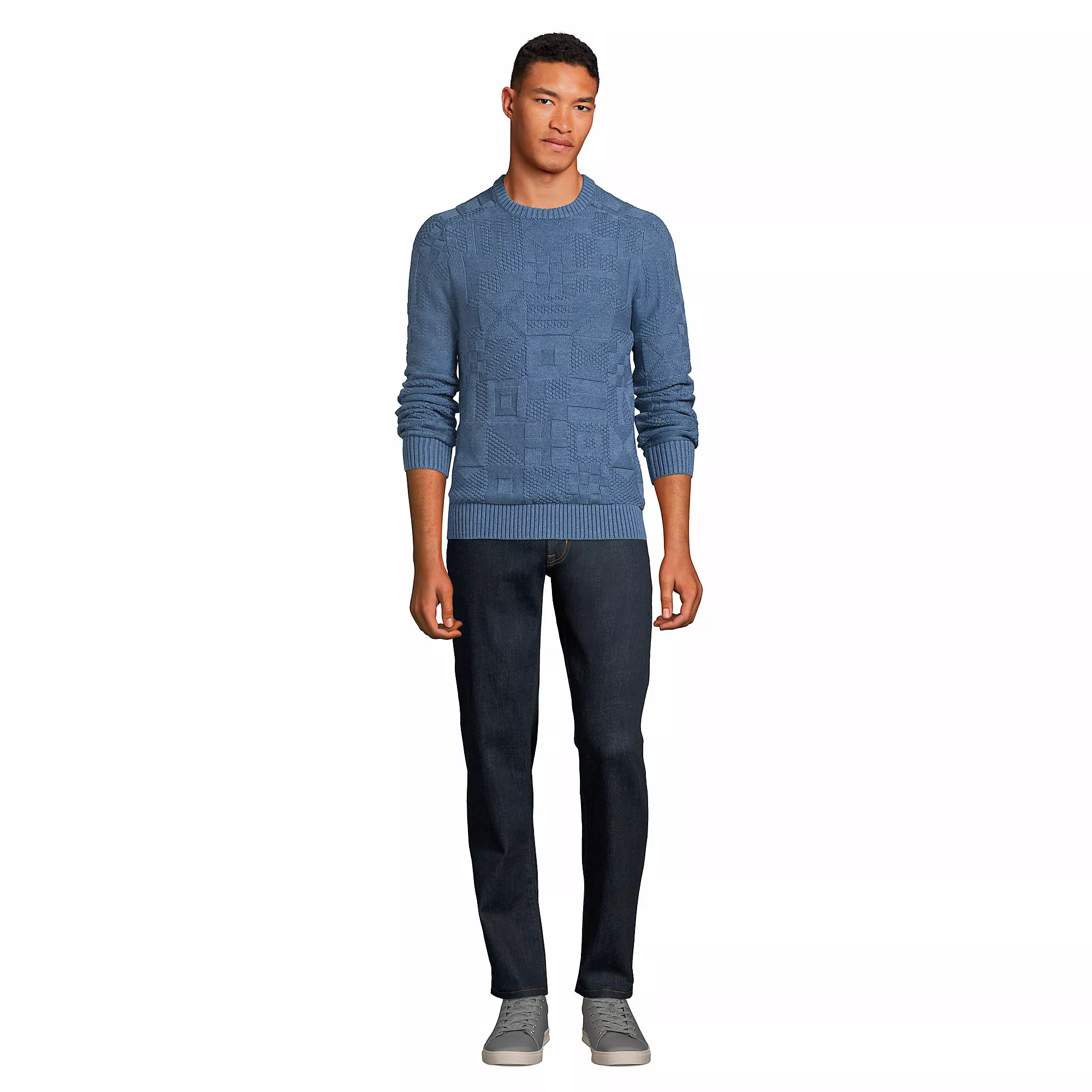 Lands' End Men's Classic Cotton Drifter Signal Flags Crew Neck Sweater - Image 4