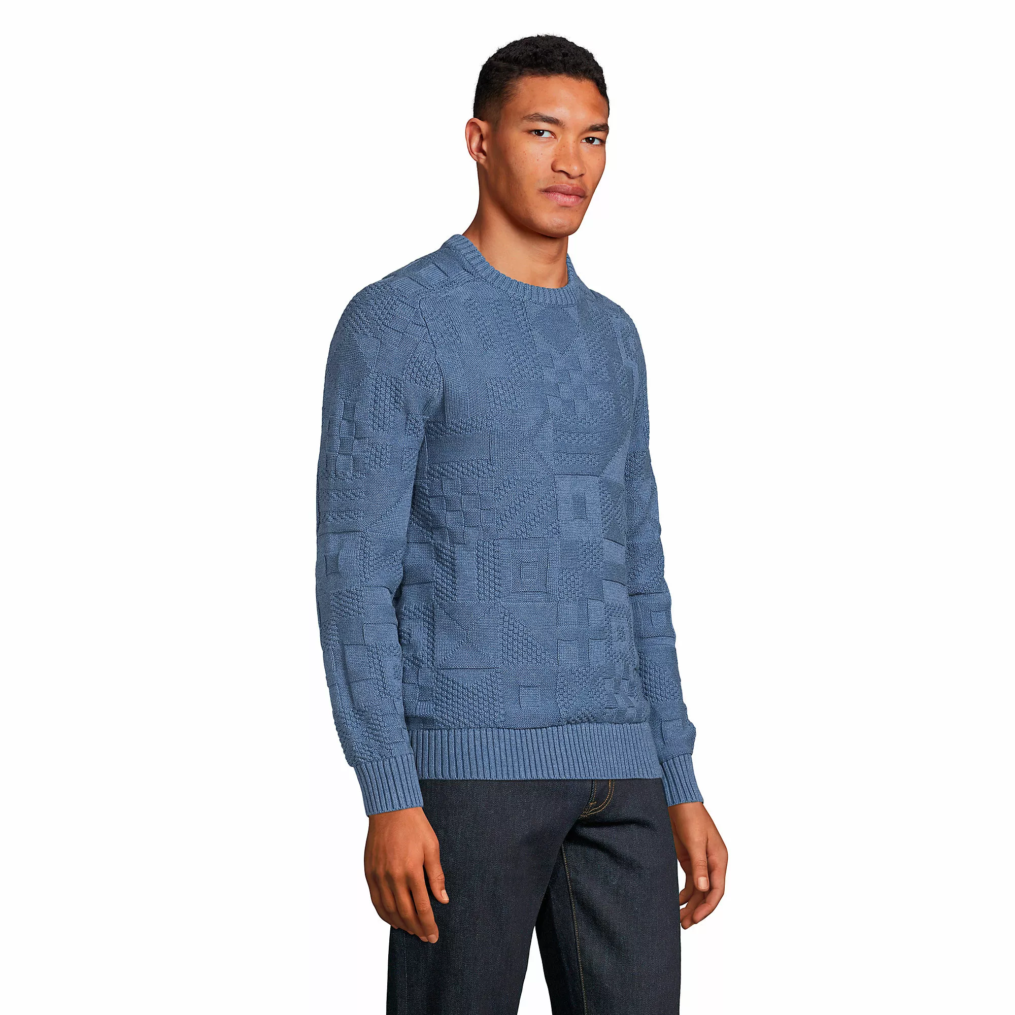 Lands' End Men's Classic Cotton Drifter Signal Flags Crew Neck Sweater - Image 3