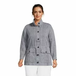 Lands' End Women's Plus Size Linen Long Jacket