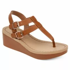 Journee Collection Women's Bianca Comfort T-Strap Wedge Sandals