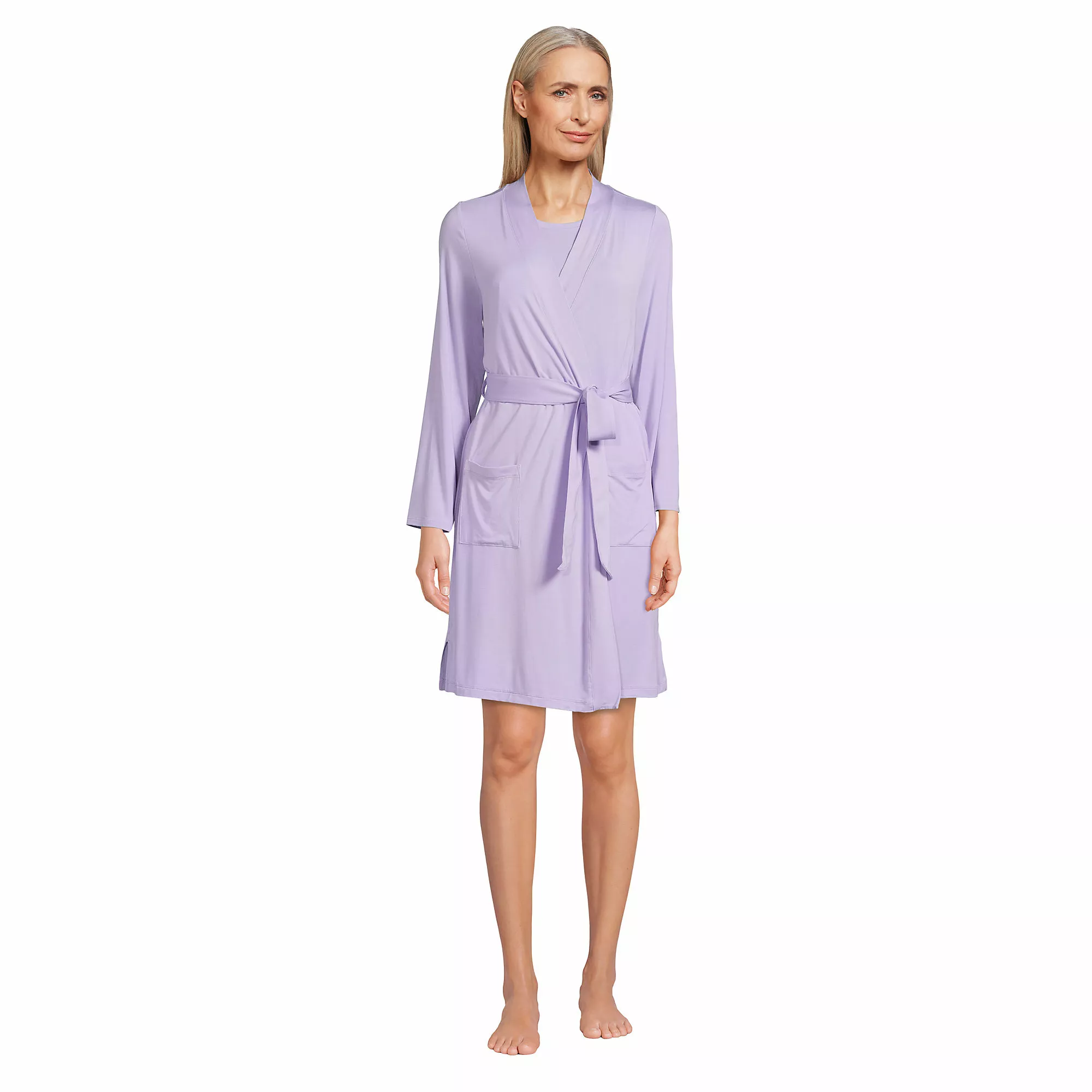 Lands' End Women's Cooling 3 Piece Pajama Set - Robe Tank And Shorts - Image 3